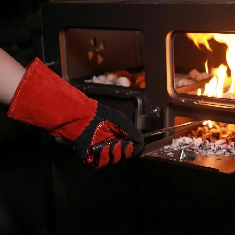 vclpower Gloves Fire Heat Resistant: 16IN 932°F Fireproof Leather for Welding Fire Pit Wood Stove Campfire Furnace BBQ Baking,Grill Oven Stick Mig Tig Gear Gift for Man XL - Image 3